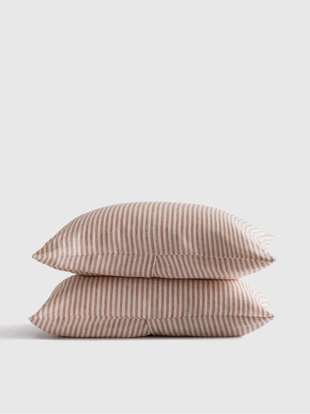 NWT Quince European Linen Striped Sham Set - Stanard, Terracotta/White